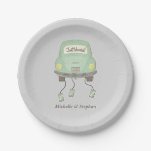 Just Married Car Wedding Paper Plate