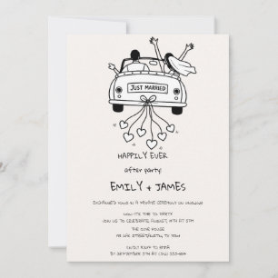 Just Married Car Wedding Reception Invitation