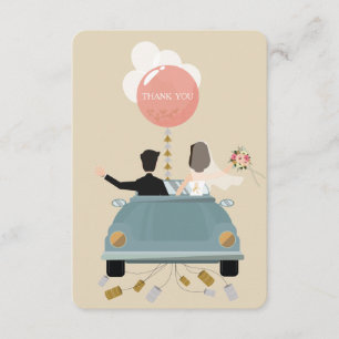 Just married car wedding Thank You card.
