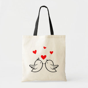 Just Married Cartoon Bride & Groom Black Wedding Tote Bag