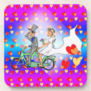 Just Married Cartoon Celebration Coasters