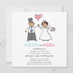 Just Married Cartoon Wedding Couple Announcement