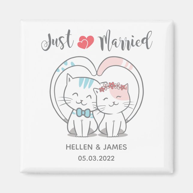 Just Married Cat Wedding  Magnet (Front)