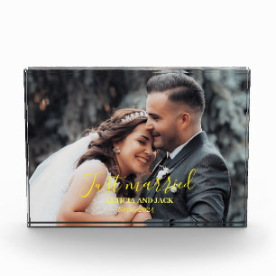 Just Married Celebrate Love with personalised  Photo Block