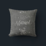 Just Married Chalkboard Wedding Rings and Bells Cushion<br><div class="desc">"Just Married" chalkboard theme pillow for the newlyweds.</div>