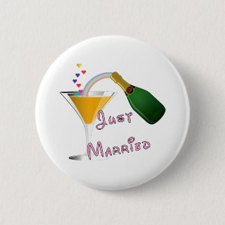 Just Married Champagne Wedding Toast 6 Cm Round Badge