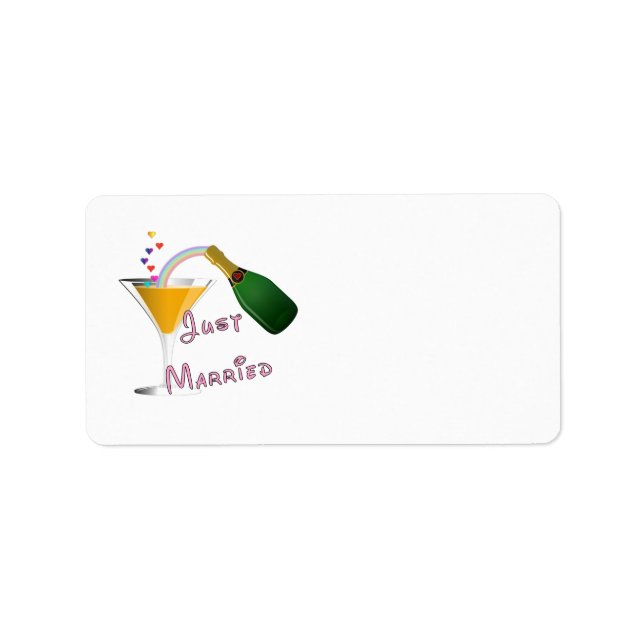 Just Married Champagne Wedding Toast Label (Front)