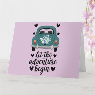 Just Married Classic Car Wedding  Card