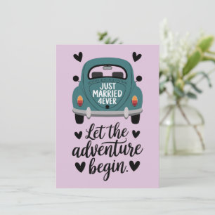 Just Married Classic Car Wedding  Card