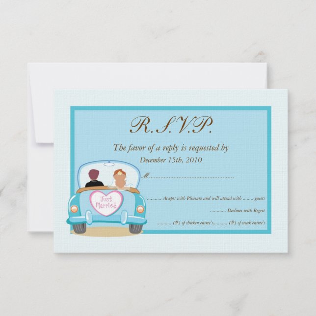 Just Married Classic Car Wedding RSVP Card (Front)