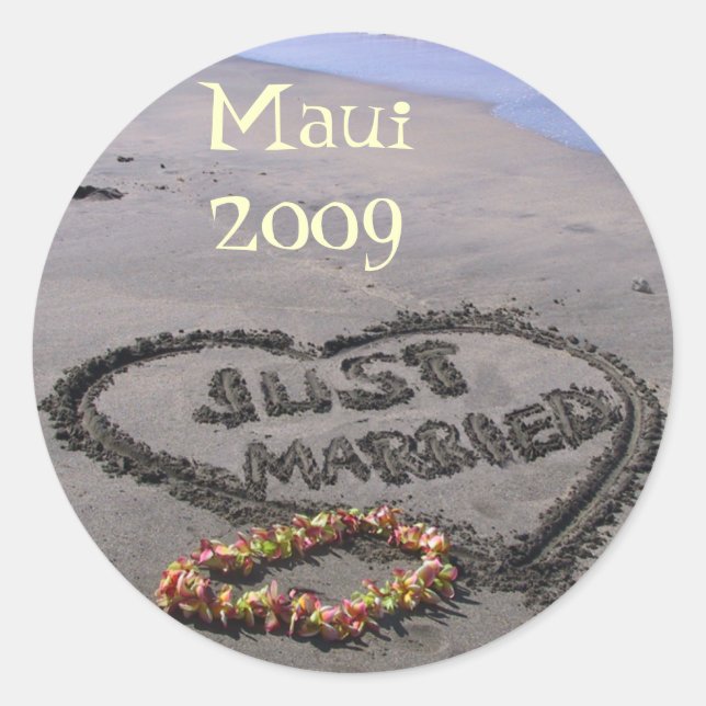 Just married classic round sticker (Front)