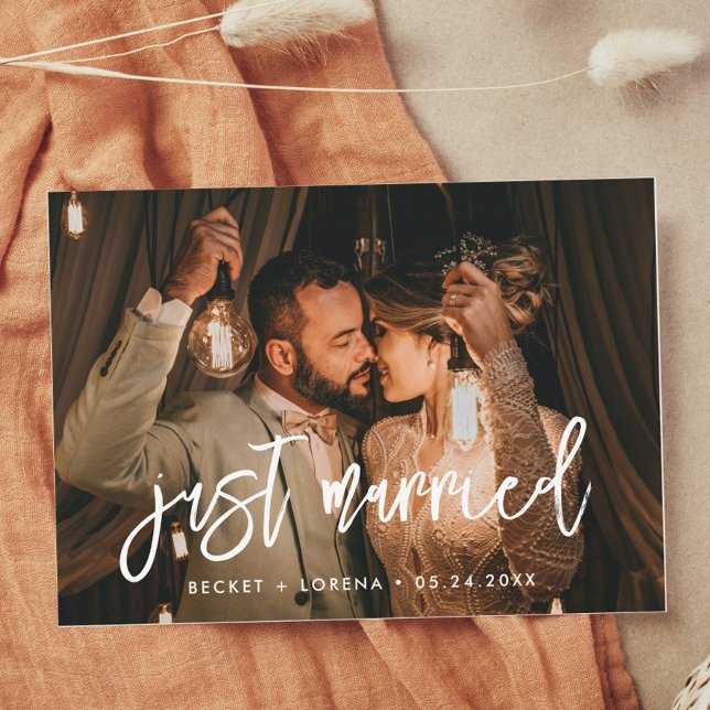 Just married Contemporary modern wedding photo Announcement (Creator Uploaded)
