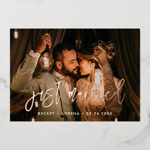 Just married Contemporary rose gold foil card