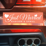 Just Married Coral Personalised Newlywed Wedding Car Magnet<br><div class="desc">Just Married Personalised Name Newlywed Wedding Car Magnet. Personalise this custom design with the names of the bride and groom or with your own text.</div>