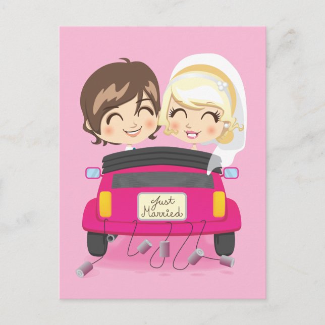 Just Married Couple Announcement Postcard (Front)