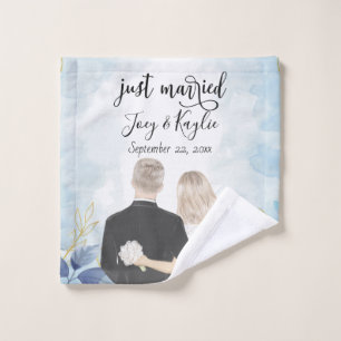 Just Married   Couples Back View Art Custom  Wash Cloth