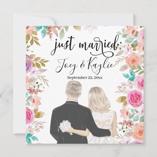 Just Married | Couples Back View Illustration (Front)