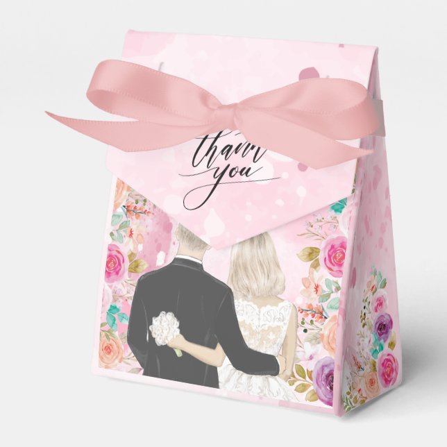 Just Married | Couples Back View Illustration Favour Box (Front Side)
