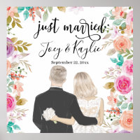 Just Married | Couples Back View Illustration