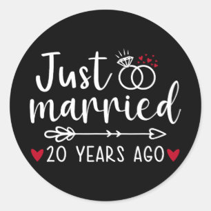 Just Married Couples Funny Husband Wife 20th Anniv Classic Round Sticker
