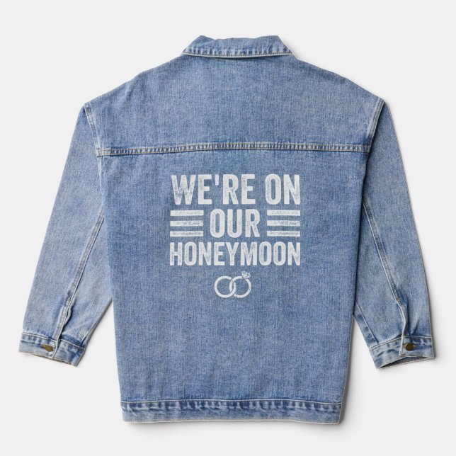 Just Married Couples Matching Honeymoon  Denim Jacket (Back)