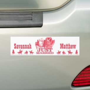 Just Married Cowboy & CowGirl Hats BumperSticker Bumper Sticker