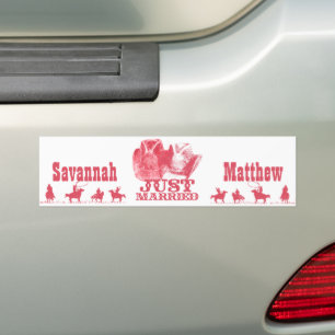 Just Married Cowboy & CowGirl Hats BumperSticker Bumper Sticker