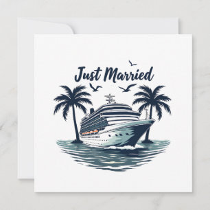 Just Married Cruising Summer Wedding Husband Wife Invitation