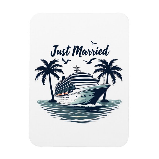 Just Married Cruising Summer Wedding Husband Wife Magnet (Vertical)