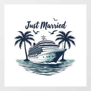 Just Married Cruising Summer Wedding Husband Wife Window Cling