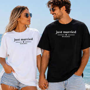 Just Married Custom Couple Newlywed Wedding Outfit T-Shirt