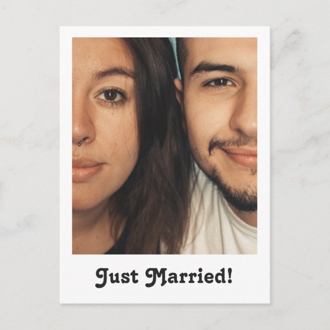 Just Married Custom Message We Eloped Photo Announcement Postcard (Front)