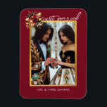 Just Married Custom Wedding Magnet<br><div class="desc">Create a beautiful keepsake with this Elegant Gold Leaf Wedding Photo Just Married Magnet, perfect for celebrating your special day with a personal and stylish touch. This custom magnet features a romantic gold leaf design with space for your favourite photo, making it ideal for weddings, save-the-date announcements, bridal showers, and...</div>