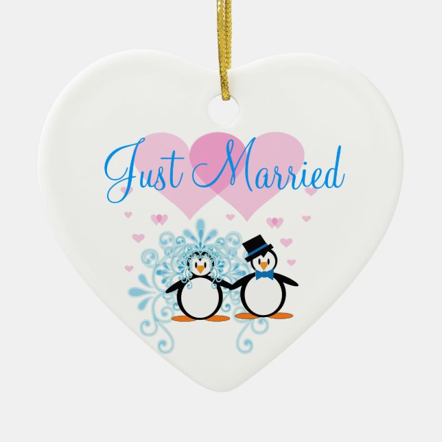 Just Married - Customisable Ceramic Tree Decoration (Front)