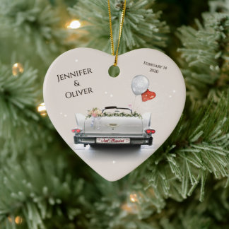 Just married (customisable) ceramic tree decoration