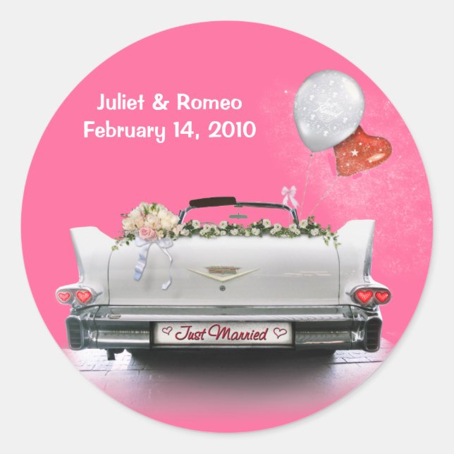 Just Married (customisable) Classic Round Sticker (Front)