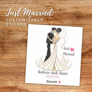 Just Married Customisable Couple Sticker