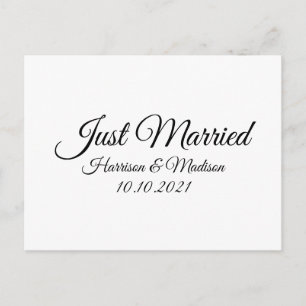 Just Married, customise text black white Postcard