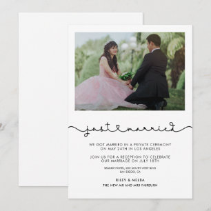 Just married Cute connecting heart font card