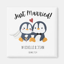 just married cute penguins giveaway personalised