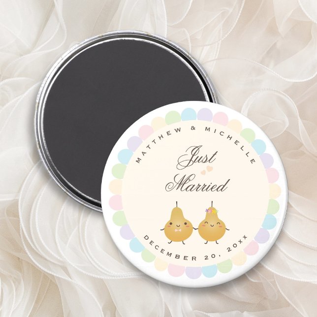 Just Married Cute Perfect Pair Wedding Favour Magnet (Creator Uploaded)