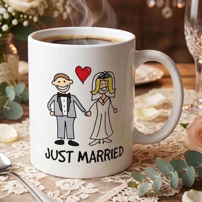 Just Married - Cute Stick Figure Bride & Groom Coffee Mug (Creator Uploaded)