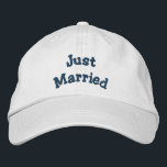 Just Married Cute Wedding Embroidered Hat<br><div class="desc">Just Married cute embroidered baseball cap.  Perfect for all of your wedding functions and events.  Click on Customise to change font colour.  I have hats available in my store for every member of your wedding party.  Visit Smilin' Eyes Treasures for more bridal and wedding invitations,  cards,  and gifts.</div>