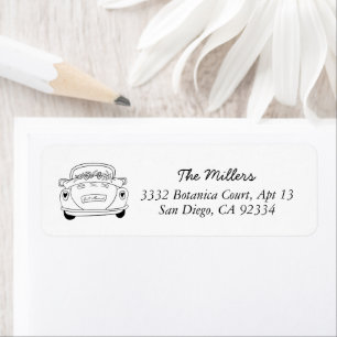 Just Married Doodle Black & White Wedding Address
