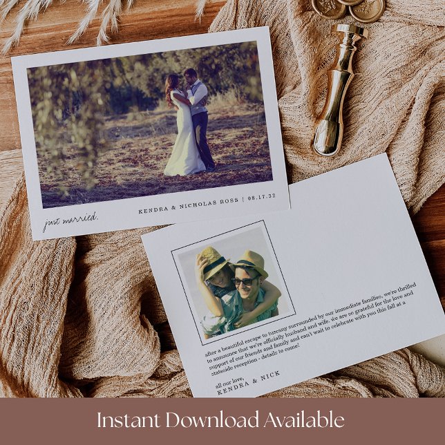 Just Married | Double Sided Photo Wedding Announcement (Creator Uploaded)