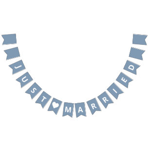 Just Married Dusty Blue Newlywed Announcement Bunting
