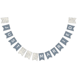 Just Married Dusty Blue Wedding Garland