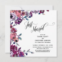 Just Married Elaborate Script Bold Flowers