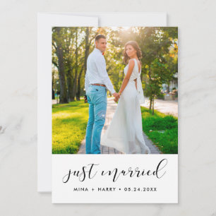 Just married Elegant announcement photo card