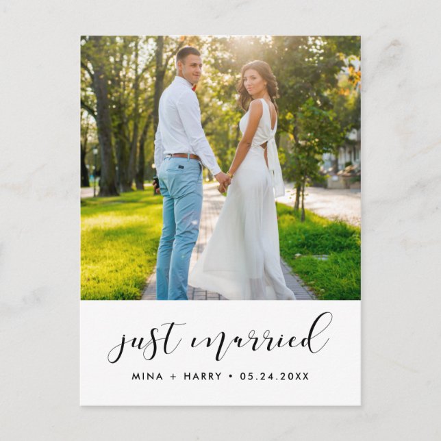 Just married Elegant announcement photo Postcard (Front)